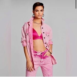 Retrofete Pink Denim Jacket Distressed NEW with Tags XS